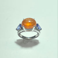 Bague diamants 0,42 carat et Opale de feu or blanc 8,78 g