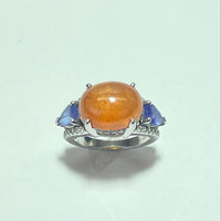 Bague diamants 0,42 carat et Opale de feu or blanc 8,78 g