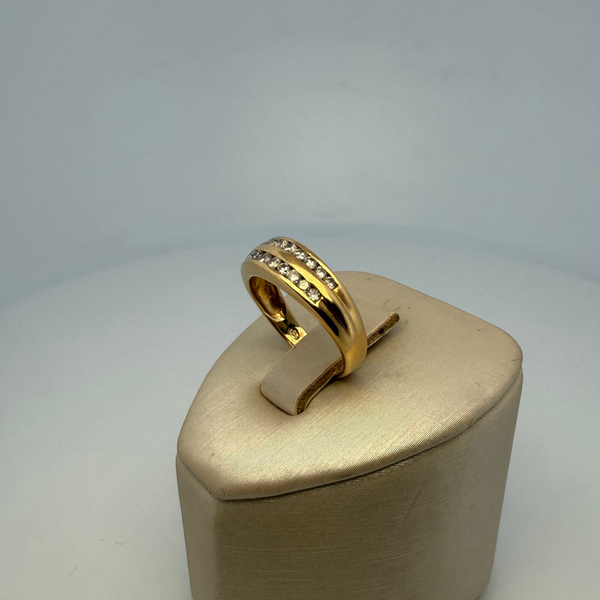 Bague double rangée diamant 0,44 carat or jaune 3,38 g