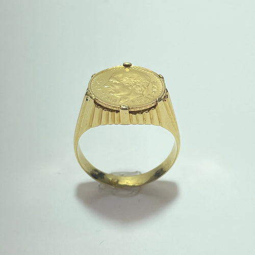 Bague + Pièce Mexicaine or jaune 10 g