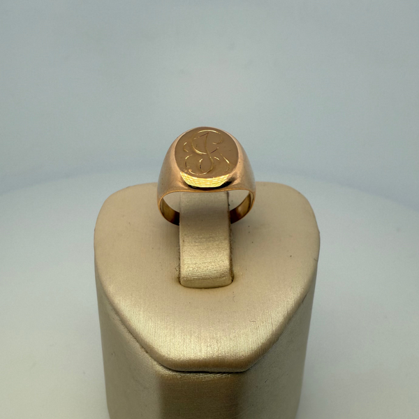 Bague chevalière gravée or jaune 5,53 g