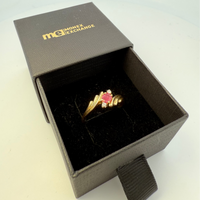 Bague rubis et diamants 0,06 carat or jaune 4,05 g