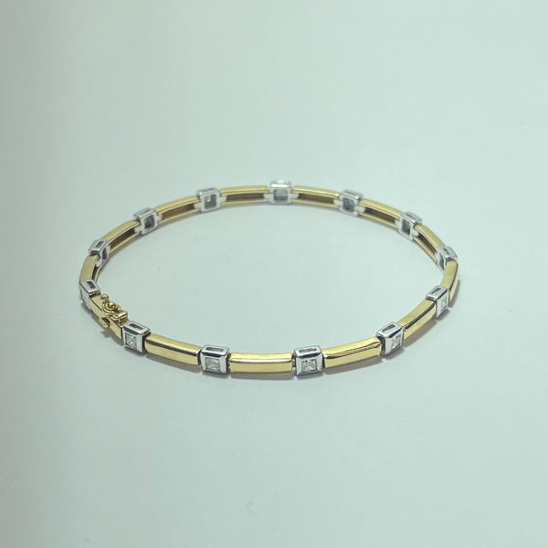 Bracelet avec diamant 0,52 carat or jaune et blanc 9,76 g