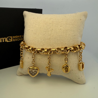 Bracelet Chopard à breloques 3 diamants or jaune 35,9 g