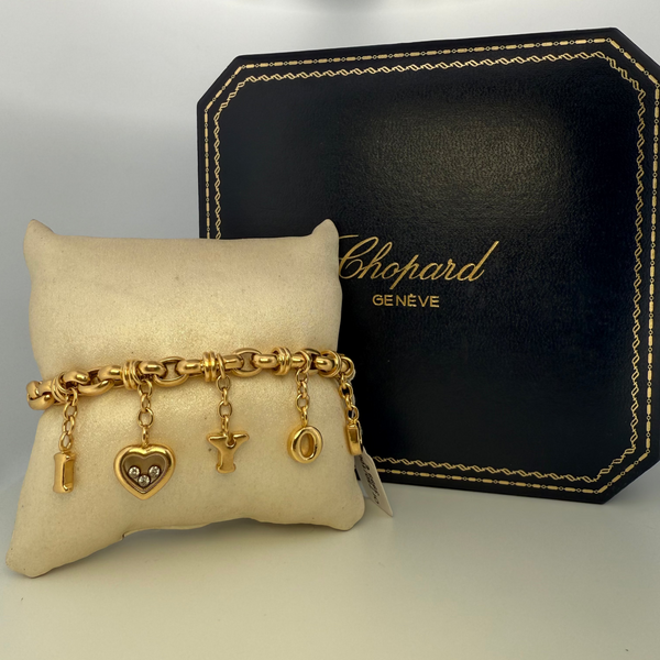 Bracelet Chopard à breloques 3 diamants or jaune 35,9 g