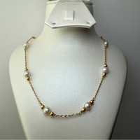 Collier en chaine avec des perles or jaune 7,54 g