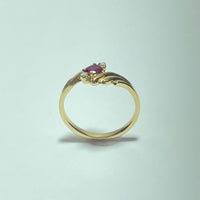 Bague rubis et diamants 0,06 carat or jaune 4,05 g