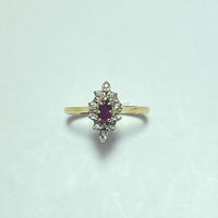 Bague rubis et diamants 0,2 carat or jaune 2,55 g