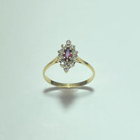 Bague rubis et diamants 0,2 carat or jaune 2,55 g