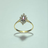 Bague rubis et diamants 0,2 carat or jaune 2,55 g