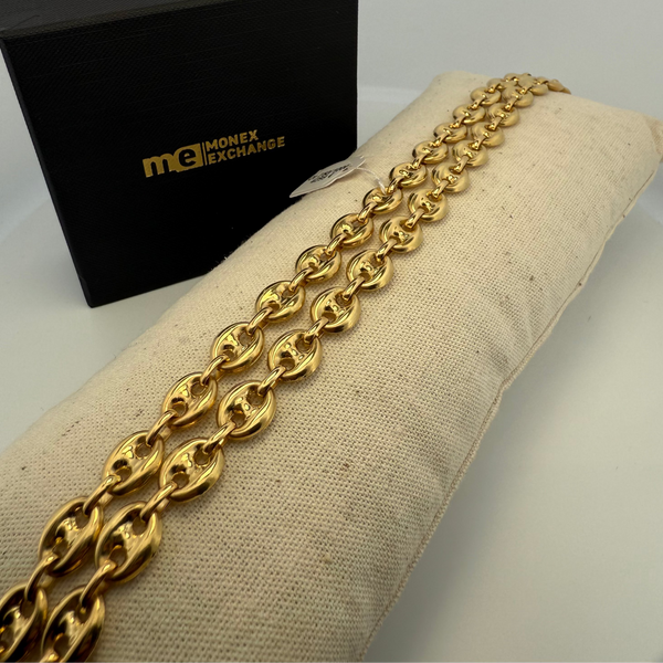 Collier et Bracelet maille grain de café or jaune 47,77 g
