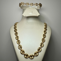 Collier et Bracelet maille grain de café or jaune 47,77 g