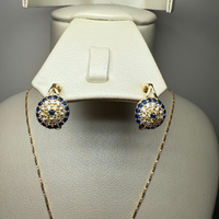 Collier avec pendentif et Boucles or jaune 7,82 g