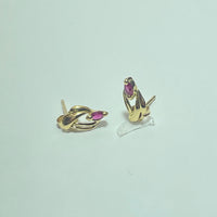 Boucles d'oreilles Or 18 carats avec rubis 1.15 g