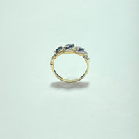 Bague trilogie saphir et diamants 0,06 carat or jaune 2,79 g