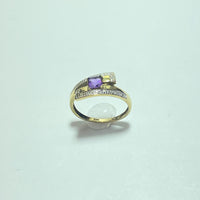 Bague pierre violette or jaune 2,07 g