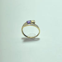 Bague pierre violette or jaune 2,07 g
