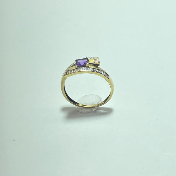 Bague pierre violette or jaune 2,07 g