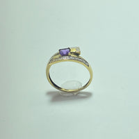 Bague pierre violette or jaune 2,07 g