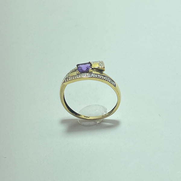 Bague pierre violette or jaune 2,07 g