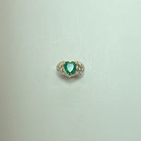 Bague or 18 carats emeraude et diamants 9.72 g
