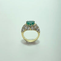 Bague or 18 carats emeraude et diamants 9.72 g
