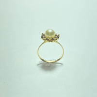 Bague Or 18 carats Marguerite avec perle 2.42 g