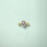 Bague Marguerite rubis et diamants Or 18 carats 3.27 g