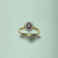 Bague Marguerite rubis et diamants Or 18 carats 3.27 g