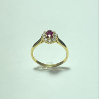Bague Marguerite rubis et diamants Or 18 carats 3.27 g
