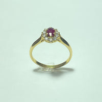 Bague Marguerite rubis et diamants Or 18 carats 3.27 g