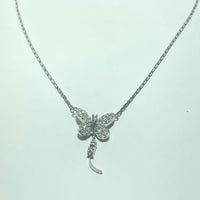 Collier papillon diamants 0,33 carat or blanc 4,74 g