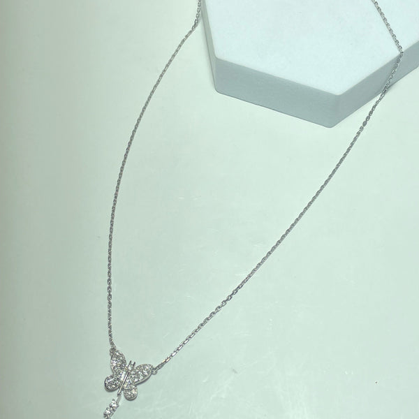 Collier papillon diamants 0,33 carat or blanc 4,74 g