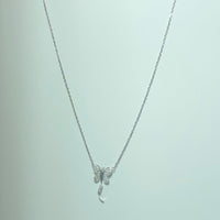 Collier papillon diamants 0,33 carat or blanc 4,74 g