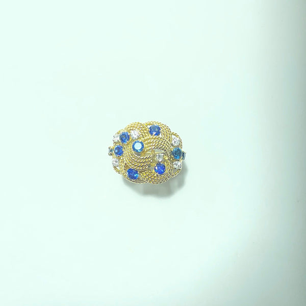 Bague Vintage en Or 18 Carats avec Saphirs et Diamants – 12,31 gr
