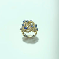 Bague Vintage en Or 18 Carats avec Saphirs et Diamants – 12,31 gr
