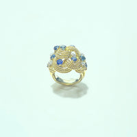 Bague Vintage en Or 18 Carats avec Saphirs et Diamants – 12,31 gr