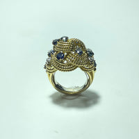 Bague Vintage en Or 18 Carats avec Saphirs et Diamants – 12,31 gr