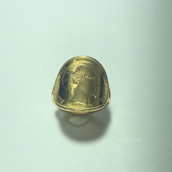 Bague Or 18 carats avec piece napoleon 20 franc 7.48 gr