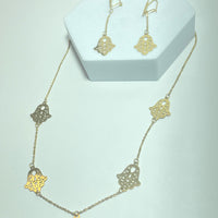 Ensemble Collier et Boucles en Or 18 carats main de fatma 5.08 g